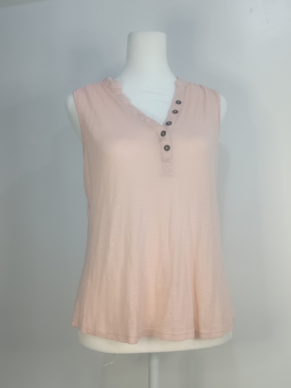 Women's Sleeveless Henley Tank Top - Light Blush